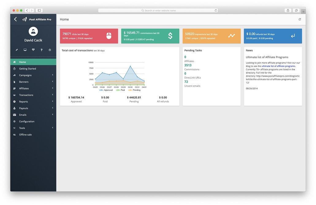 screenshot of Post Affiliate Pro